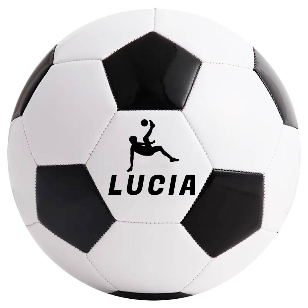 personalisiert Fußball mit Namen Bedruckt-Schwarz/Weiß,Größe 5,Fußballgeschenke, personalisierte Geschenke