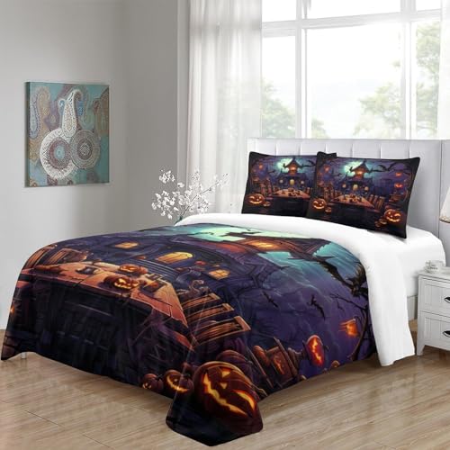 Ensemble de literie Halloween en microfibre supérieure avec fermeture éclair