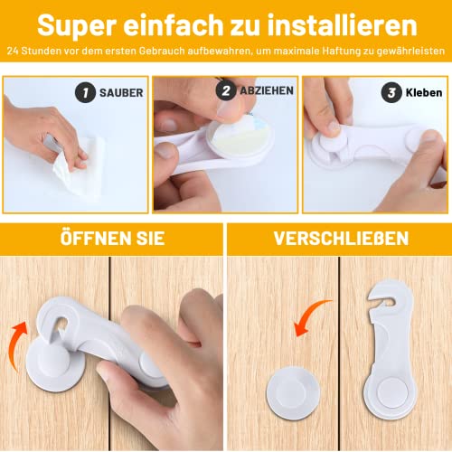 Kindersicherung Schrank Schubladen 6 Stück, Baby-Proofing-Baby-Sicherheitsschlösser, Schranksicherung Baby, Schrankschloss für Babys Kinder für Möbel, Küche, stark klebend, kein Bohren, langlebig – Bild 5