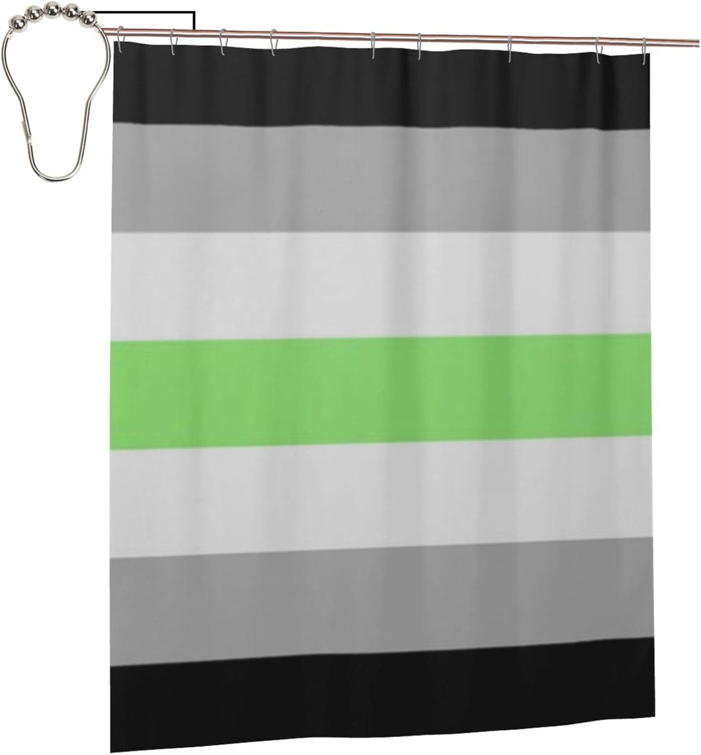 Fpandawang Agender Pride Bathroom Fabric Shower Curtain with 12 Buckles and Hooks, Washable, Waterproof, 60x72 Inches