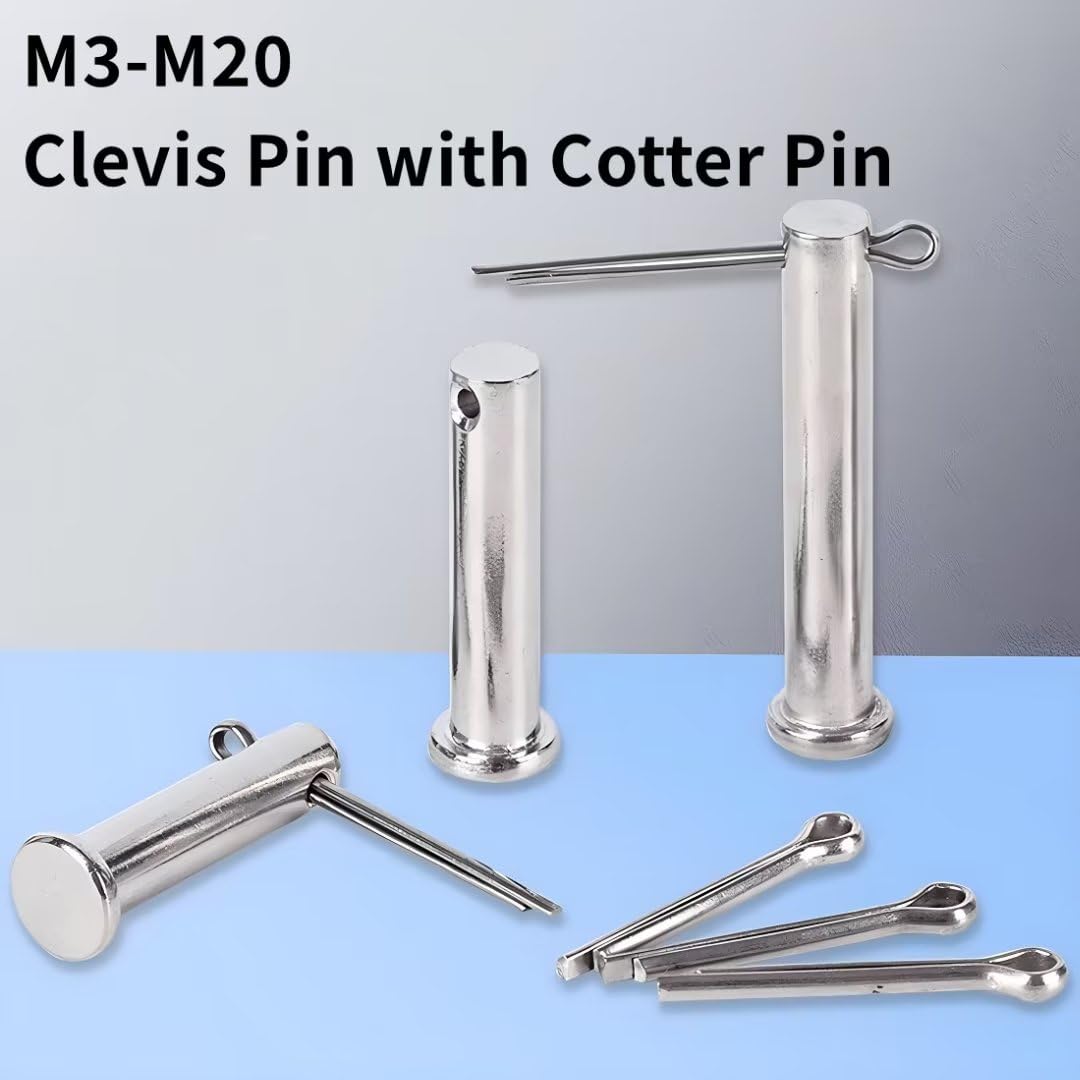 Perni a Foro a Testa Piatta & Copiglie Set, Perni a Forcella a Foro Singolo in Acciaio Inox M4x10mm (10 Pezzi)