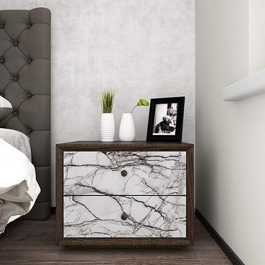 Image of SUNBIRD Wood Furniture Wallpaper Vinyl, Self-Adhesive Wood Wall Paper, Almirah,Kitchen Home Decoration 24in x 3 Meter (White Grey Marble)