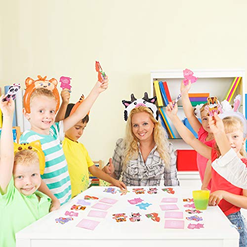 Valentines Day Cards For Kids - Animal Valentines Greeting Cards for School Classroom Exchange Party Supplies- Include 28 Animal Valentine Cards, 28 Inflatable Animal Headbands, 28 Gift Envelopes.