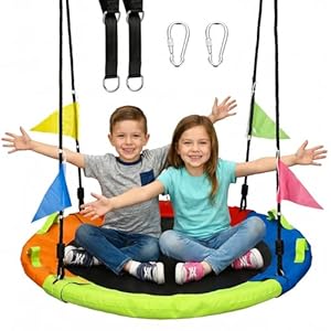 Tree Swing, Saucer Swing, 40 inch 900lbs Weight Capacity, with Adjustable Hanging Straps, for Backyard Outdoor, Multicolor, Circle Round Disc, Gifts for Kids