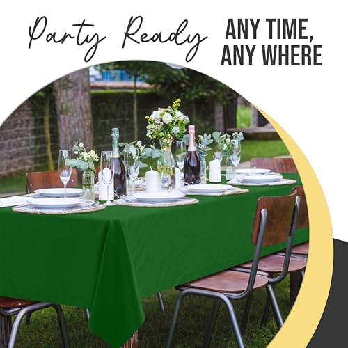 Image of Exquisite Emerald Green Rectangle Tablecloth 54 inchx108 inch - 48 Pack | Plastic Tablecloth, Disposable Table Covers Rectangle for Parties, Weddings, Holidays & Party Supplies
