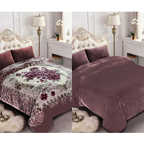 JML Heavy Fleece Blanket King (85"x95", 10lbs), Korean 2 Ply Blanket Soft Warm Asian Mink Plush Fleece Raschel Bed Blanket for Autumn,Winter,Bed,Home,Gifts(Grey Floral&Solid Back) JML Heavy Fleece Blanket King (85"x95", 10lbs), Korean 2 Ply Blanket Soft Warm Asian Mink Plush Fleece Raschel Bed Blanket for Autumn,Winter,Bed,Home,Gifts(Grey Floral&Solid Back)