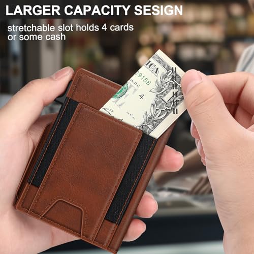 Image of Wallet for Men Wallet with Slim Pop Up Card Holder 9-13 Cards, Bifold Minimalist Smart Wallet RFID Blocking Credit Card Holder with ID Window & Stretchable Cash Slot Compact Metal Aluminum Card Case