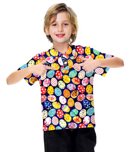 Image of AOBUTE Kids 4th of July Polo American Flag Short Sleeve Button Down Shirts Tops 3-14 Years