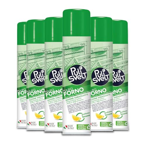 PULISVELT | Detergente Pulizia Forno ad Azione Sgrassate, Ideale per Ogni Tipo di Incrostazione o Residuo Organico, Fragranza Limone x6