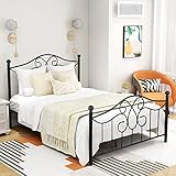Diolong Full Bed Frame Platform with Headboard Footboard No Box Spring Needed Metal Black
