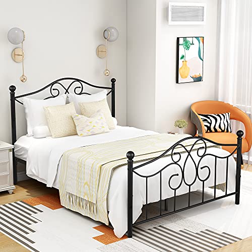 Diolong Full Size Bed Frame With Storage Vintage Platform Bed Frame With Headboard And Footboard No Box Spring Needed Heavy Duty Steel Slat Support, Full, Black #TOP3