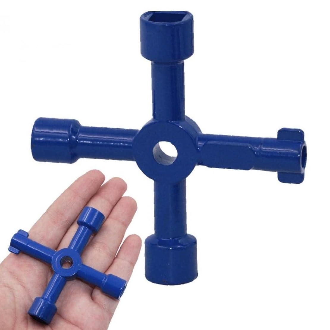 Llave Multifuncional de 4 puntas, Llave Contador Agua, Armario Eléctrico, ascensor, contador gas, Gabinete eléctrico, para válvulas, Multifuncional, Color Azul - imagen 1