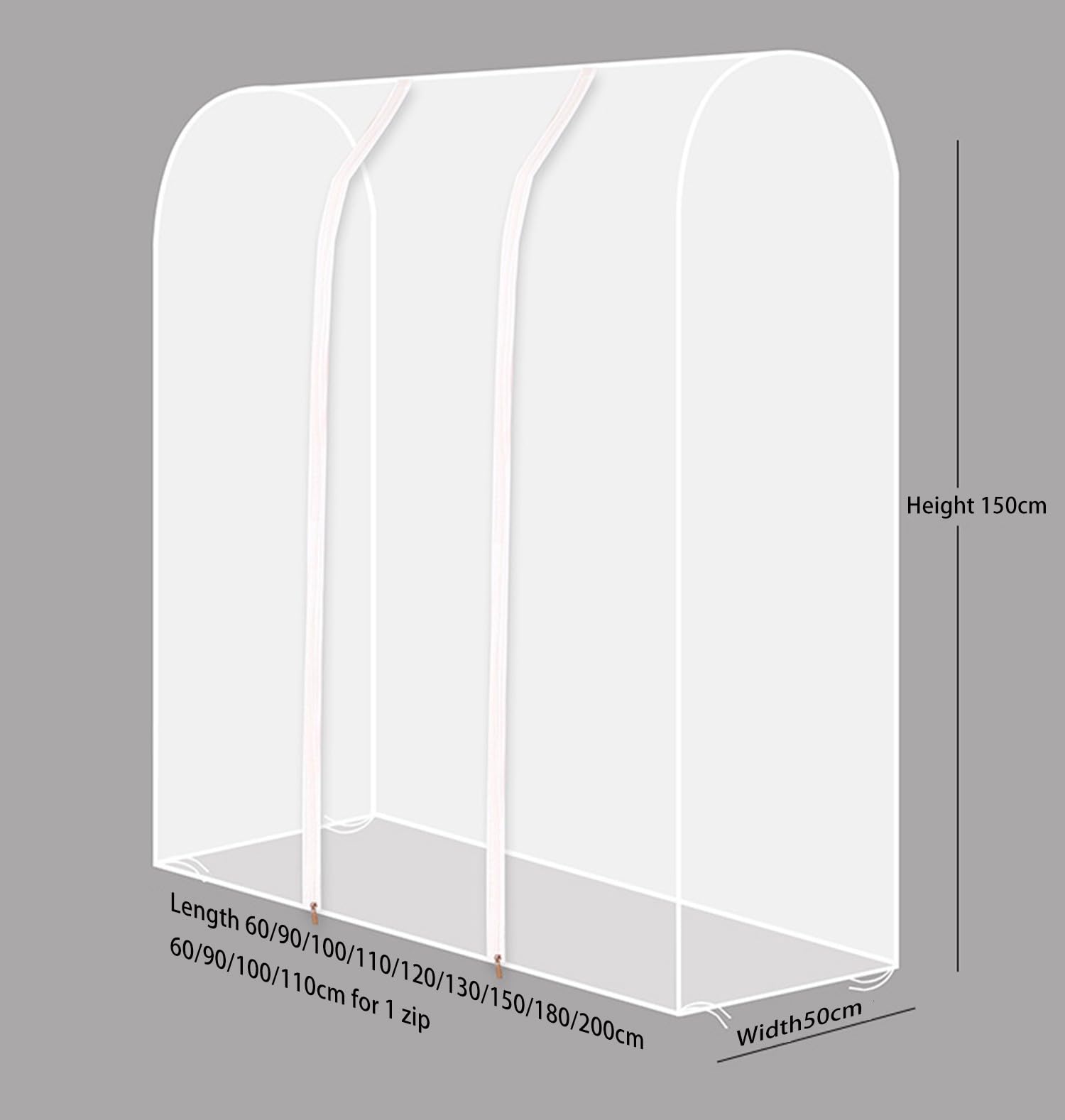 Funda Protectora para Perchero Funda Perchero Burro Largas Ropa Protege del Antihumedad Cubierta Polvo Cubierta Antipolvo de Ropa para Chaqueta Abrigo Traje A180 * 50 * 150 cm