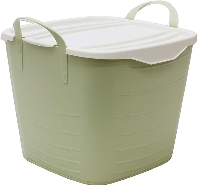 JVL Funktional Medium 25 Litre Plastic Storage Container with Lid, Green, 41x37xH35cm