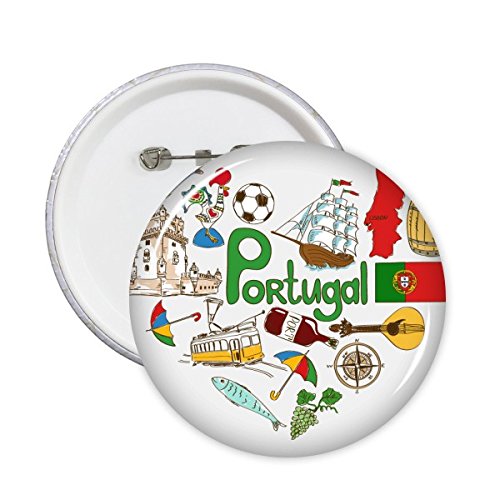 Badge Portugal drapeau national et monuments lot de 5 broches souvenirs