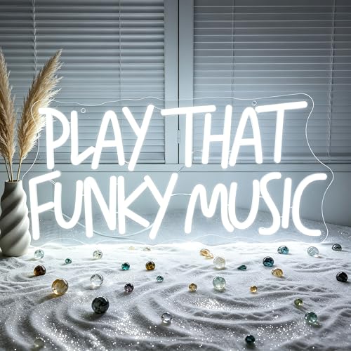 Image of White Neon Sign Led Neon Lights Signs for Wall Decor USB Powered Led Signs for Room Decoration-Play That Funky Music
