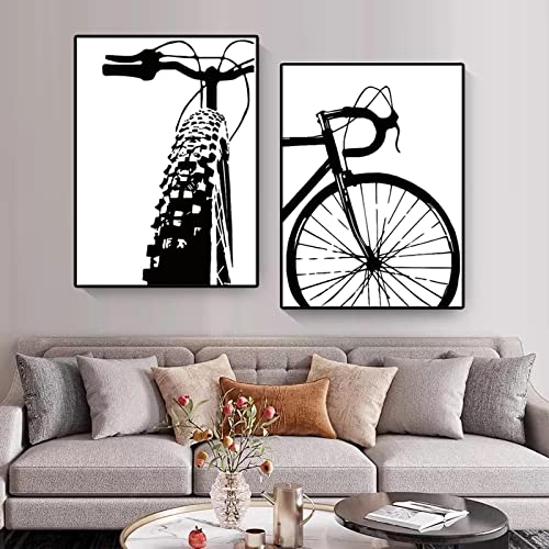 Toile de vélo art cyclisme noir comme idée cadeau de décoration
