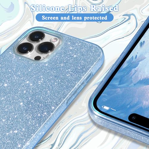 MATEPROX Compatible with iPhone 15 Pro Max Case Bling Sparkle Cute Girls Women Protective Cases Cover for iPhone 15 Pro Max 6.7" 2023-Blue - image 3