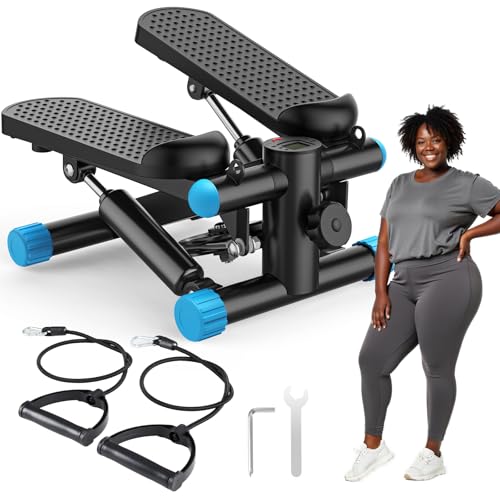 Image of OLIXIS Steppers for Exercise At Home Workout Equipment, Mini Stepper Exercise Machine for Senior Citizens, Twist Stepper with Resistance Bands, Cardio Weight Loss Equipment Home Fitness