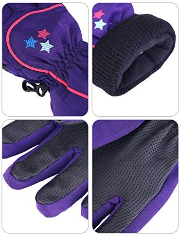 Boao Kids Snow Ski Gloves Winter Waterproof Warm Snowboard Mittens for Girl and Boy (Purple,1-3 Years) - Image 3