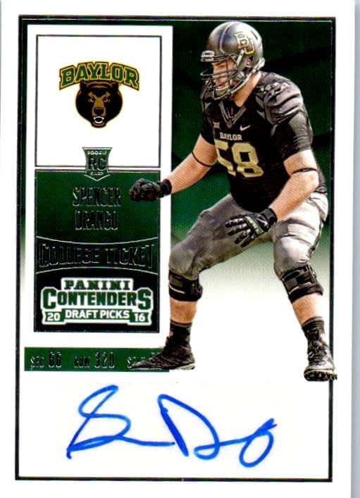 Spencer Drango Autographed Rookie Card College Ticket Special Insert Collectible Football Card - 2016 Panini Contenders Draft Pick Football Card #253 (Browns)