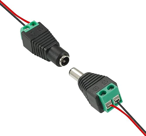 AVARTEK 12 Pairs 12V Male & Female Jack Connectors, DC Power Connector Adaptors for CCTV Plug 2.1 x 5.5mm for CCTV Camera | LED Strips - Image 5