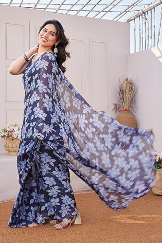 Image of MIRCHI FASHION Saree for Woman Chiffon Floral Printed | Lightweight Comfortable Daily Wear Women's Sari with Unstitched Blouse Piece (Available in 15 Colors)