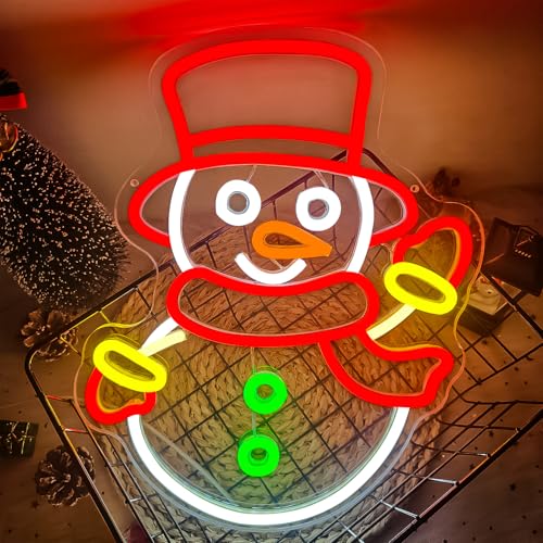 Image of Christmas Neon Signs for Wall Decor Snowman Neon Light Christmas LED Sign USB Dimmable Light Sign for Party Xmas Decor Presents