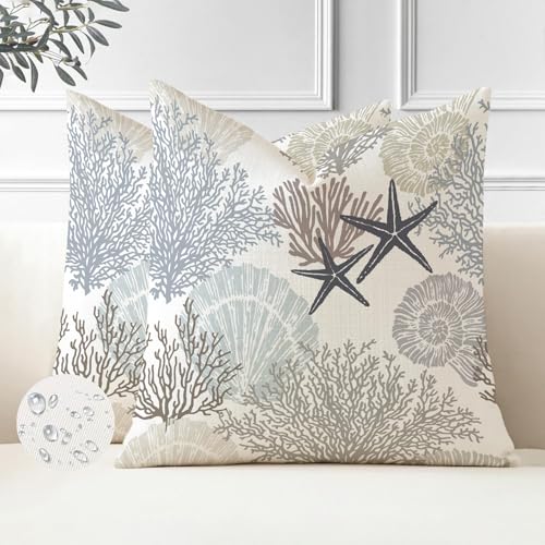 Miuyunya 2 Stück wasserdichte Kissenbezug 50 x 50 cm Maritim Seestern Kissen Dekorative Moderne Outdoor Wasserfest Kissenbezüge Outdoor Sommer Polster Zierkissenbezüge für Garten Wohnzimmer Frühling Miuyunya 2 Stück wasserdichte Kissenbezug 50 x 50 cm Maritim Seestern Kissen Dekorative Moderne Outdoor Wasserfest Kissenbezüge Outdoor Sommer Polster Zierkissenbezüge für Garten Wohnzimmer Frühling