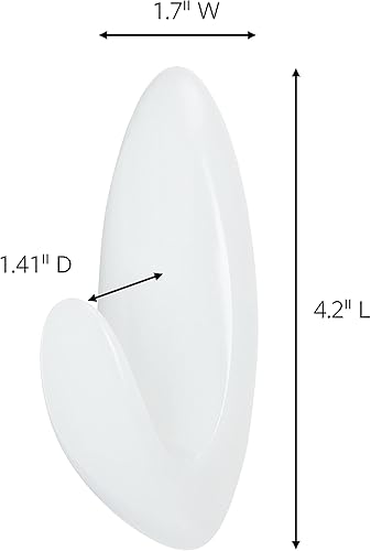 Miniatura 2 de Command Bath - Gancho grande para toallas, paquete de valor, transparente con acabado helado, 3 ganchos grandes, 3 tiras resistentes al agua,