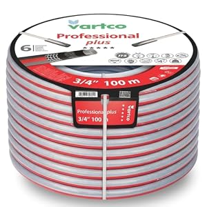 Professional Plus 6-lagiger Gartenschlauch 3/4" 100m – Trinkwasserschlauch Lebensmittelschlauch – Torsion-Free System (TFS) – Flexibel, UV-beständig, 30 Bar