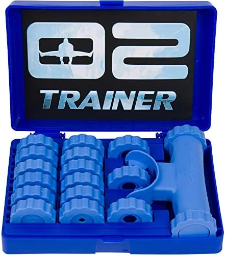 Bas Rutten O2 Trainer - Official Workout Device for Respiratory Training and Lung Muscle Fitness - Portable Breathing Mouthpiece for High Altitude and Power Training (Blue)