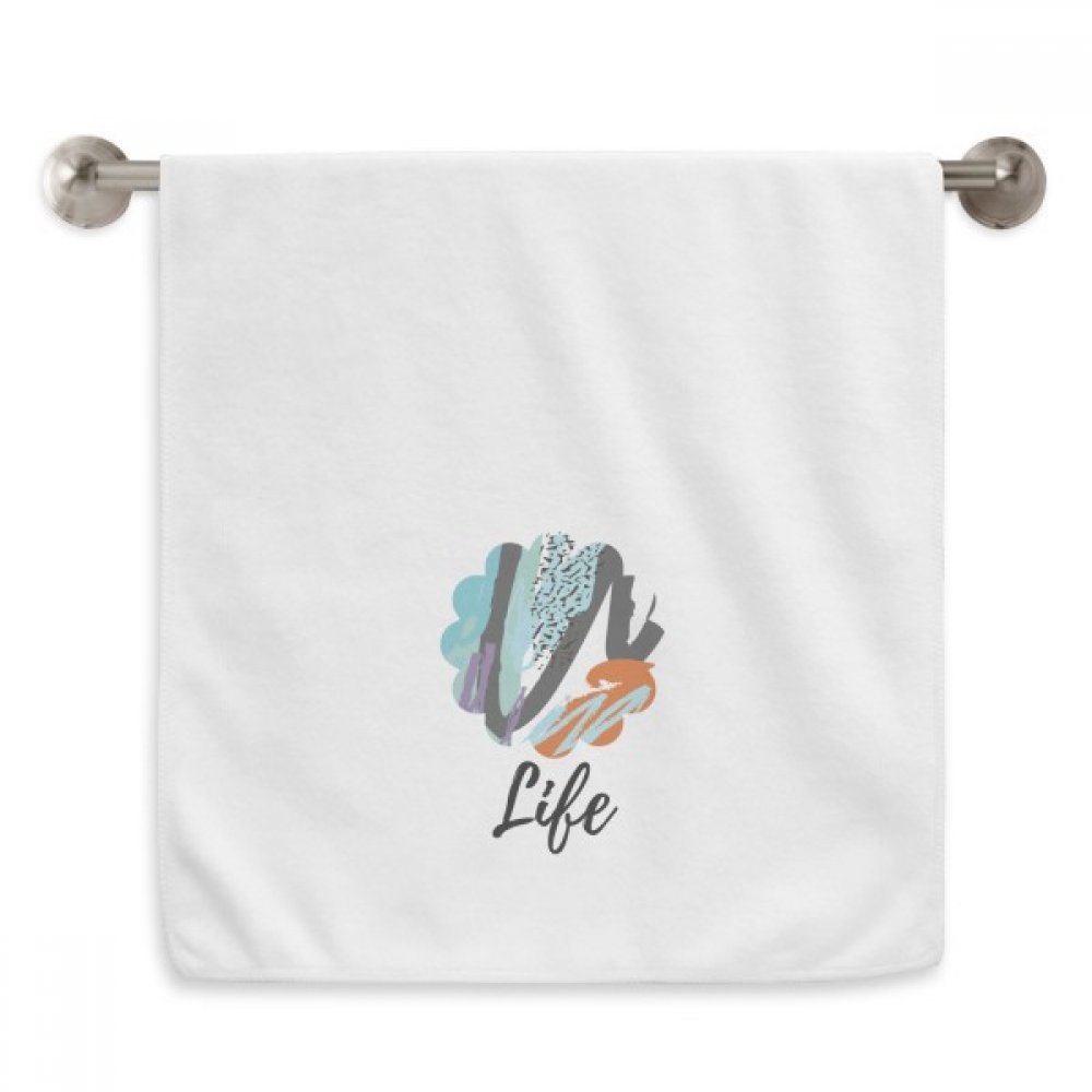Serviettes moelleuses blanches art abstrait et plantes pour linge de bain