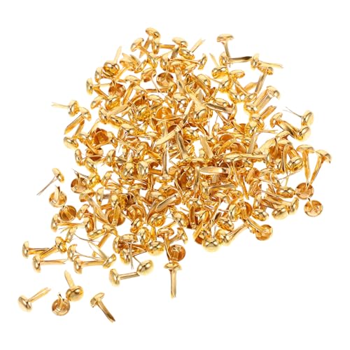 GLSTOY Sujetadores de Papel Metálicos Dorados Mini 200 Pcs, Clavitos Decorativos 4,5 X 8 Mm para Manualidades, Scrapbooking y Decoración Diy, Clips de Metal Resistentes para Proyectos