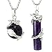 BEADNOVA 2pcs Dragon Wrapped Round Ball Cylinder Gemstone Necklace Crystal Healing Couple Pendant Necklaces Set