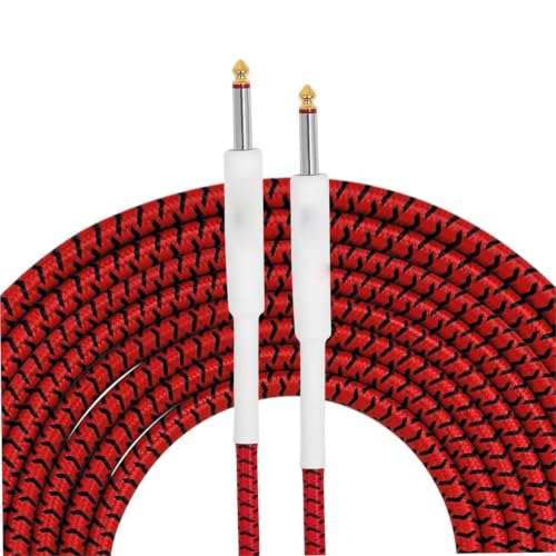 Cable de audio 6,35mm anticaídas con conector recto para guitarra y bajo de 10m