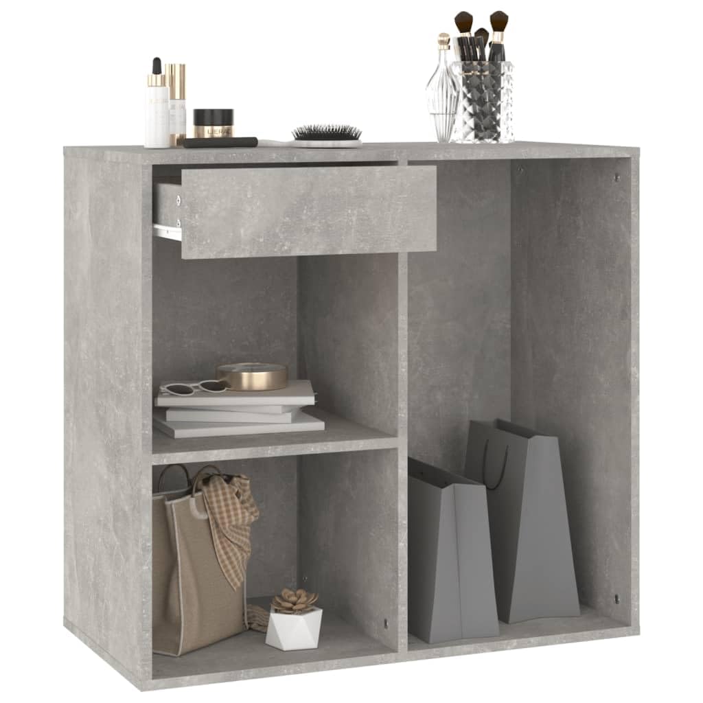 Hothingwell Kosmetikschrank, Betongrau, 80 x 40 x 75 cm, aus Holz, mit Schublade und Fächern, Beauty-Aufbewahrungsschrank für Make-up und Zubehör