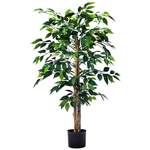 Haihong 4Ft Artificial Ficus Trees With Realistic Leaves And Natural Trunk, Faux Ficus Tree With Sturdy Plastic Nursery Pot, Fake Ficus Tree For Office Home Farmhouse For Indoor Outdoor Decor #TOP10