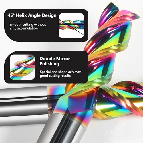 Image of 1 /8 inch Tungsten Carbide Extra Long End Mills for Aluminum & Copper Alloys, 3-Flute DLC Coated Endmills Set CNC Milling Bits - HRC55