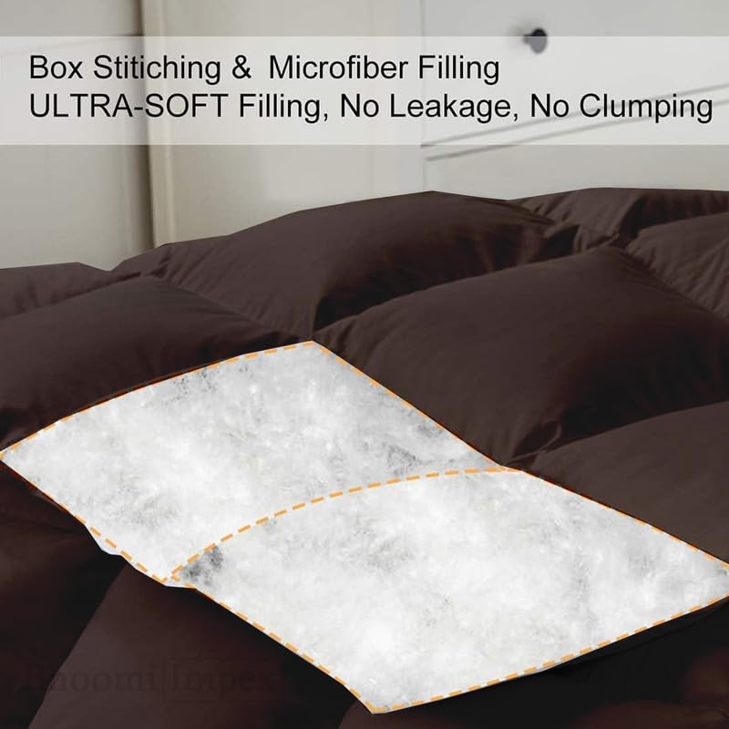 Image of Down Blanket, Extra Lightweight Summer Comforter for Double Bed | 100 GSM Ac Comforter | Dohar | Soft Microfiber Fabric (Chocolate)