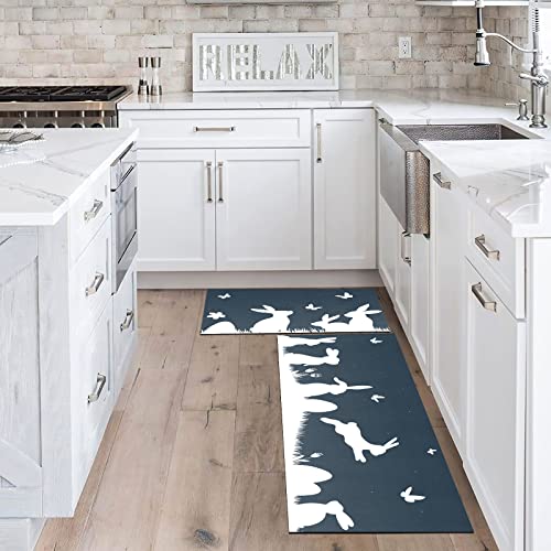 Holvdeng Easter Bunny Kitchen Mat Set Of 2 Non Slip Thick Kitchen Rugs And Mats For Floor Comfort Standing Mats For Kitchen, Sink, Office, 17"X47"+17"X28" #TOP3