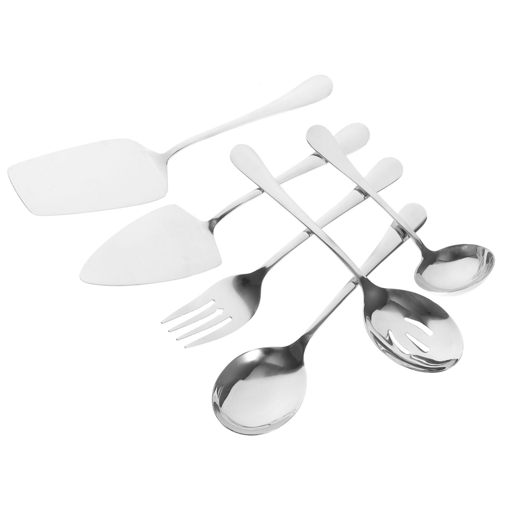 Cabilock 6 pièces Set de Ustensiles de Service Inoxydable Épais Couverts Buffet Polyvalents pour Maison et Fête Cuillère Fourchette Louche et Pelle à Lavables Lave