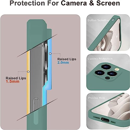 Image of DIZORO Shockproof Matte Flexible Back Cover for iPhone 12 Pro Max Case Square Pattern Liquid Silicon TPU Camera Protection Back Cover (6.7 Inch) - Midnight Green