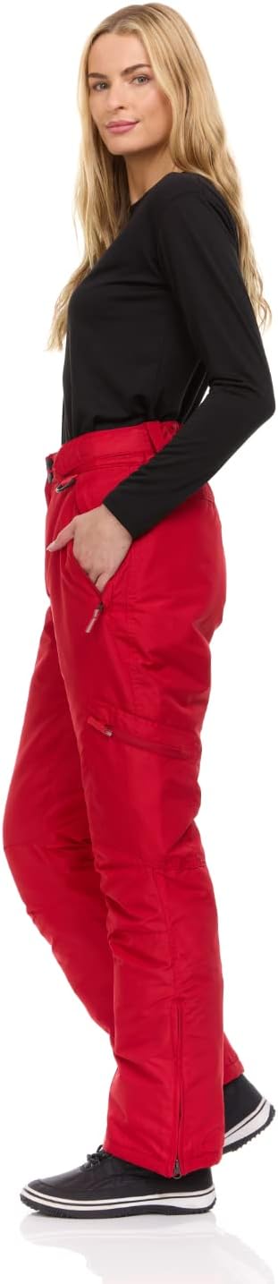 Arctic Quest Women's Snow Ski Pants Water Resistant Softshell Insulated Flare for Snowboarding Hiking Winter Outdoor Pants, Bold Red, Large - Image 2