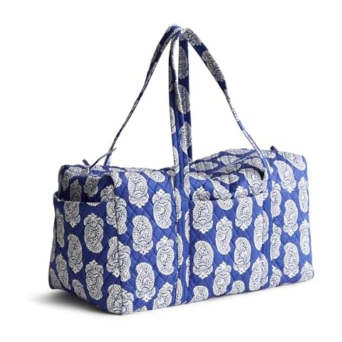 Vera Bradley Women's Cotton Large Original Duffel, Iconic Paisley Deep Ultramarine, One Size Cover