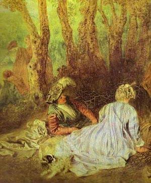 Peinture à l'huile Jean Antoine Watteau A Love Festival 1717