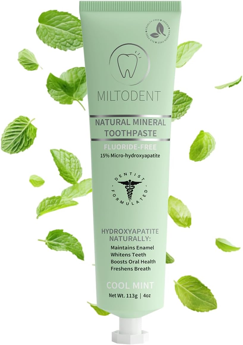 Premium Hydroxyapatite Toothpaste - 15% Micro-Hydroxyapatite, Fluoride-Free, SLS-Free, Mint Flavor, 4oz