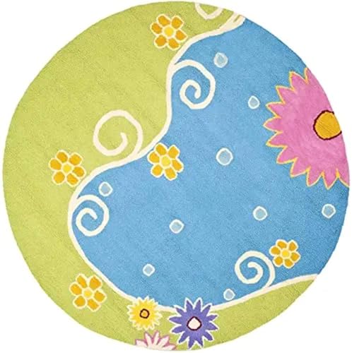 Image of Sifa Carpet Round Area Rug - Washable Soft Non-Slip Round Rug for Living Room & Dining Room, Ultra-Thin Botanical Print Circle Carpet, Weight -15 Pund, Size-5x5 Feet (60x60 Inch Round)