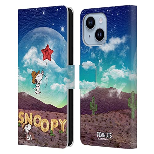 Étui portefeuille iPhone 14 Plus Snoopy Peanuts en cuir Head Case Designs