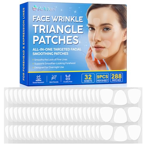 288 Stück Zornesfalte Pflaster Dreieckspflaster Gegen Gesichtsfalten Transparentes Anti-falten-pflaster Reusable 3 Times 8-Hour Wear for Firmer-Looking Skin